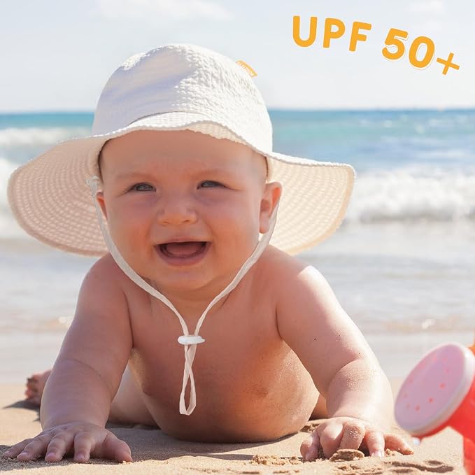 HONGTEYA Baby Sun Hat Toddler Girl Beach Hat Adjustable Outdoor Summer Hat UPF - Image 2