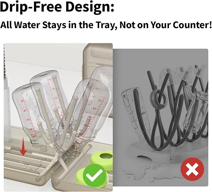YOTIME Travel Bottle Brush Set, Auto-Open Rack & Vertical Brushs Drying Slots - Image 4