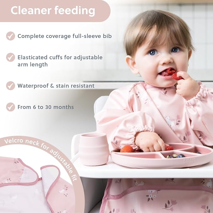 BIBaDO Mess Proof Baby Bib, 2 Pack Long Sleeve Bib, 6 month - Image 2
