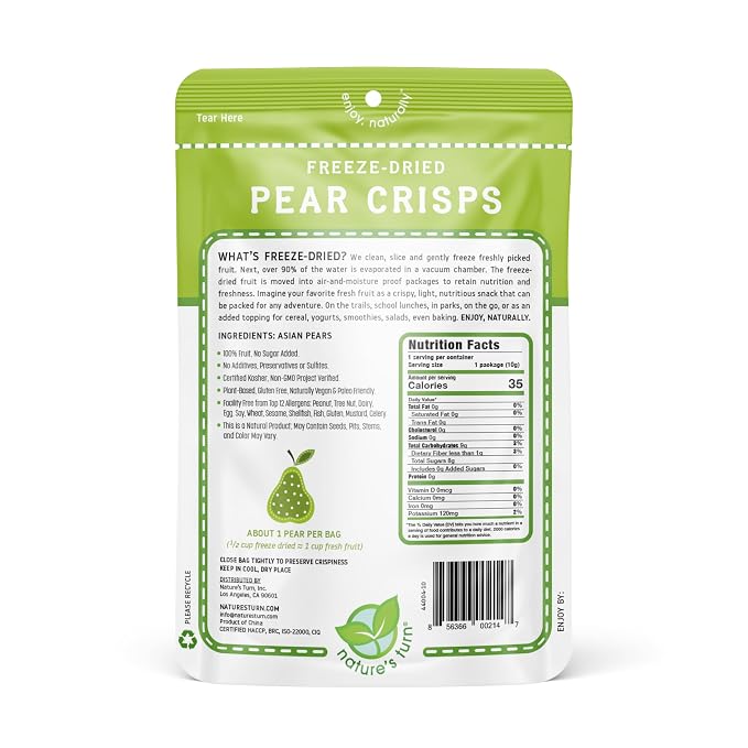 Nature’s Turn Freeze-Dried Pear Crisps – Healthy, Gluten-Free, Crispy & - Image 2