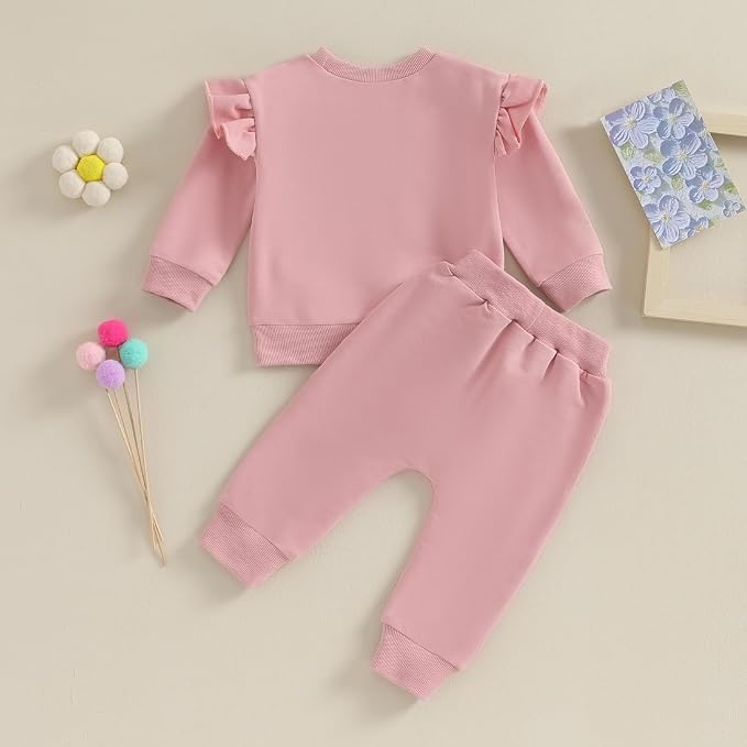 Fernvia Toddler Baby Girl Clothes 3 6 9 12 18 24 Months Fall Outfits Solid Long - Image 3