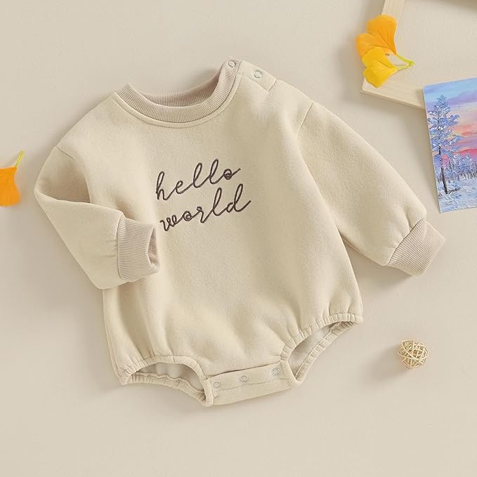 VISGOGO Newborn Infant Baby Boy Girls Oversized Romper Little Dude Sweater - Image 3