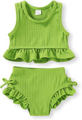 HAPPYMA Baby Swimsuit Toddler Girl Bathing Suit Summer Solid Color Bikini Set by FuntodressHappyChildhood