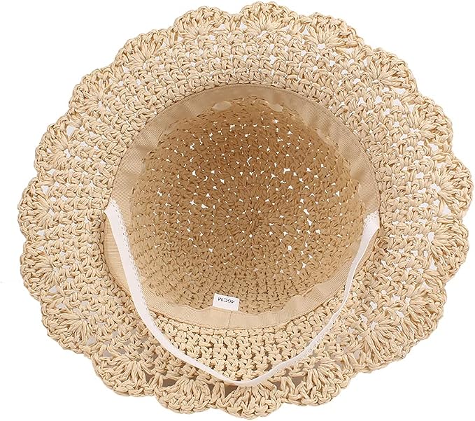 Baby Girl Straw Hat Outdoor Baby Sun Protection Hats Summer Bowknot Beach Cap - Image 4
