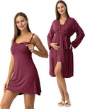 SUNNYBUY Women's Nursing Nightgown Maternity Robe Set, 3 in 1 Labor Delivery by SUNNYBUY