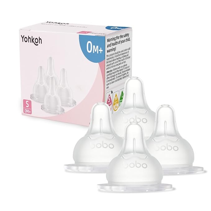 YOHKOH Baby Bottle Nipples for Wide Neck Bottles, 100% Natural Feel Silicone by Home