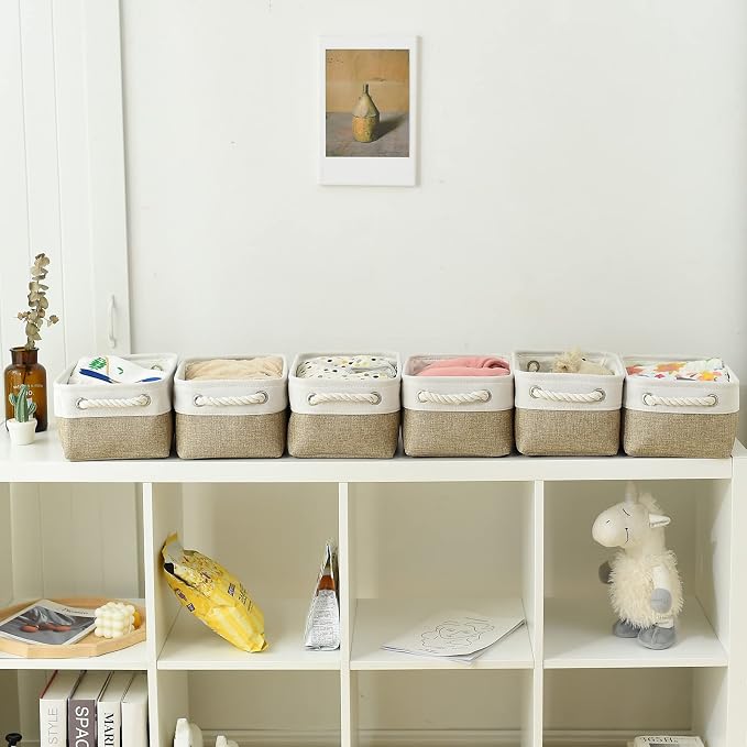Small Storage Baskets for shelves, Fabric Storage Baskets for closet, - Image 3