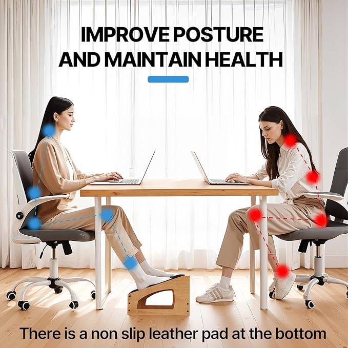 Ergonomic Foot Rest, 4 Adjustable Height Foot Stool, Footrest Under Desk， Soft - Image 6