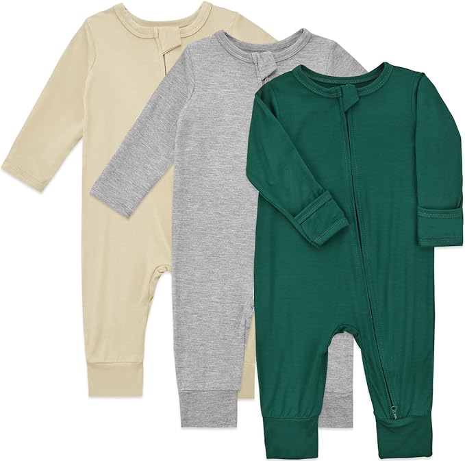 Aablexema Baby Footless Pajamas Rayon 3pcs Unisex Infant Zipper Romper by Aablexema