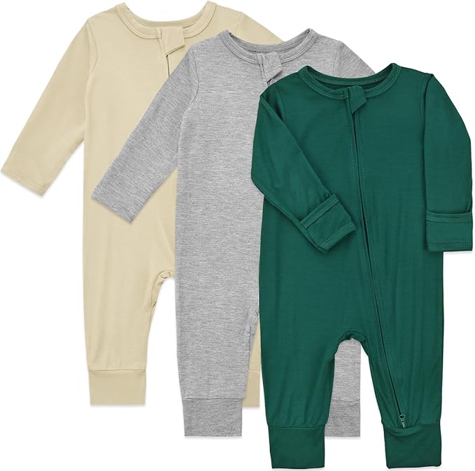 Aablexema Baby Footless Pajamas Rayon 3pcs Unisex Infant Zipper Romper by Aablexema
