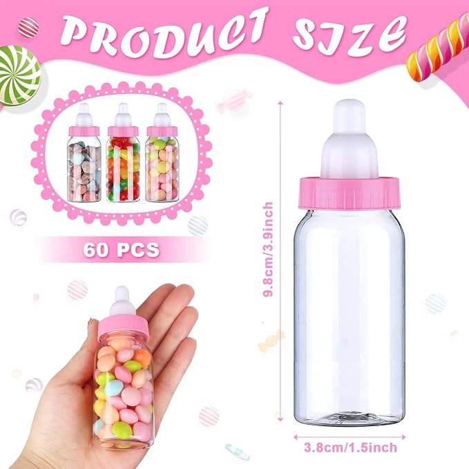 60 Pcs 4.5 Inch Baby Mini Milk Bottle Baby Shower Favor Fillable Feeding Bottle - Image 2
