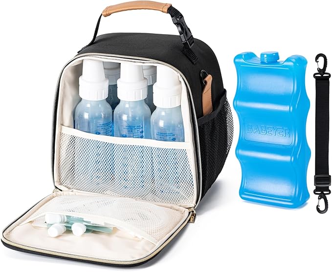 Baby Bottle Cooler Bag with Ice Pack, Breastmilk Cooler Bag Fits 6 Baby Bottle by BABEYER