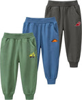 GFQLONG Toddler Boys 3 Pack Cotton Active Jogger Pants, Kids Cartoon Sweatpants by GFQLONG