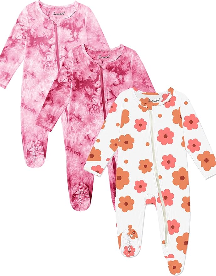 Jimonda Baby Girls Boys Footed Pajamas, Rayon From Bamboo, 2 Way Zipper Long by JimondaBaby