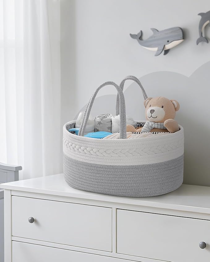 Maliton Diaper Caddy Organizer for Baby Boy- Cotton Rope for Changing Table - Image 4