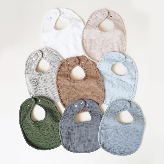 Konssy Muslin Baby Bibs 8 Pack Baby Bandana Drool Bibs Cotton - Image 7