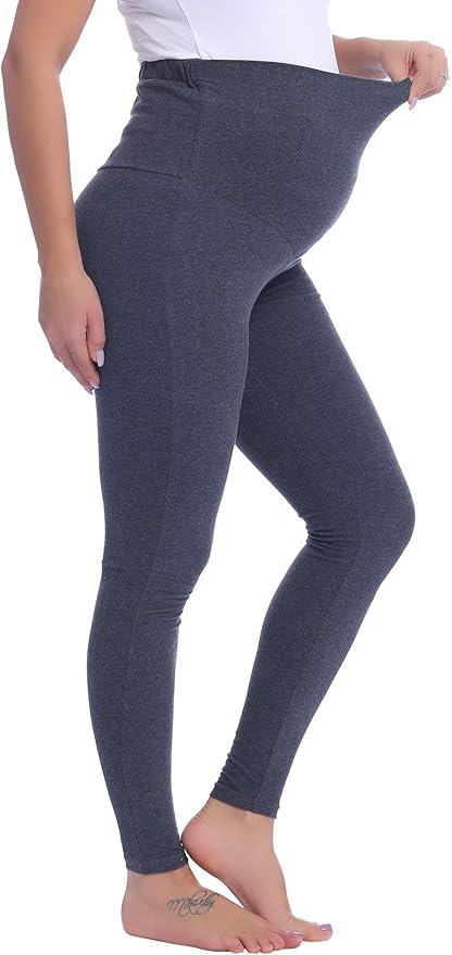 Joyaria Maternity Leggings Over The Belly Cotton Pregnancy Tight Pants Stretchy - Image 3