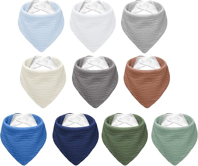 Muslin Baby Bibs, Soft Triangular Baby Bandana Drool Bibs by NISXABEBE