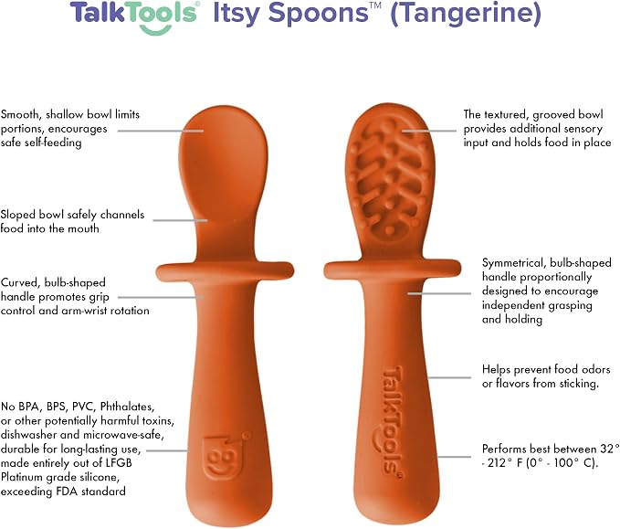 TalkTools ITSY Tiny Silicone Spoons – Twin Pack Soft Silicone Self-Feeding - Image 2