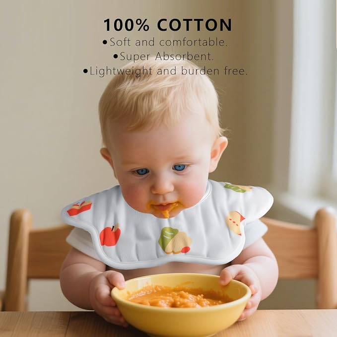 8-Pack 360° Rotate Organic Cotton Baby Bibs, Newborn Muslin Bibs - Image 4