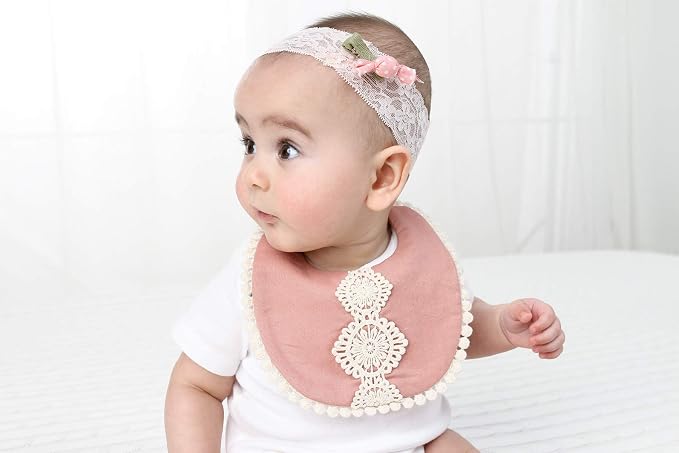 GZMM Baby Bib For Girls, Reversible Waterproof Handmade Natural Cotton Baby - Image 2