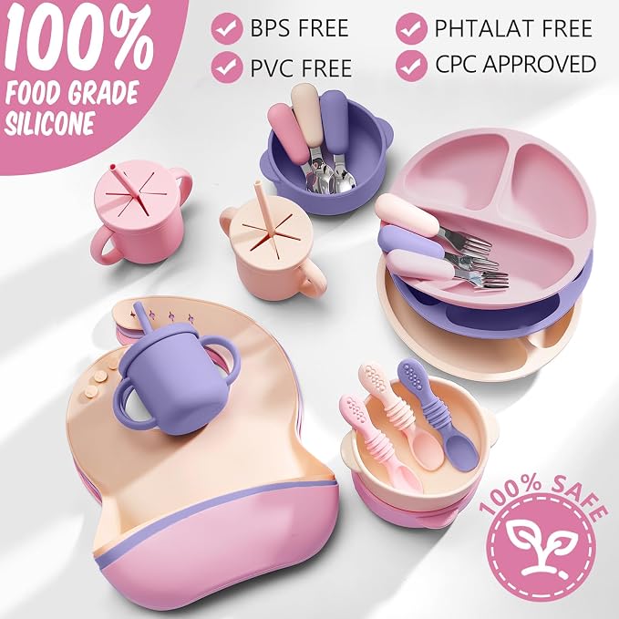 Yinder 24 Pack Silicone Baby Feeding Set Baby LED Weaning Supplies Includes - Image 2