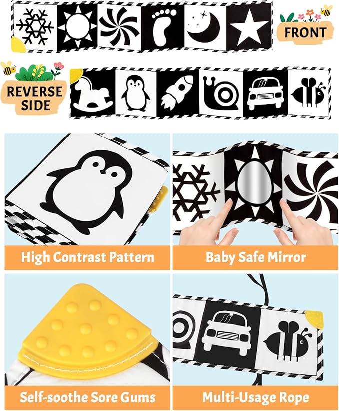 High Contrast Baby Toys, Soft Baby Books, Infant Sensory 0-6-12 Months - Image 4