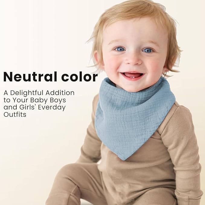 Konssy Muslin Baby Bibs 10 Pack Baby Bandana Drool Bibs 100% Cotton - Image 2