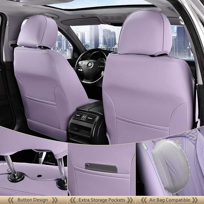 FLORICH Leather Car Seat Covers Full Set, Universal Full Coverage Car Seat - Image 3