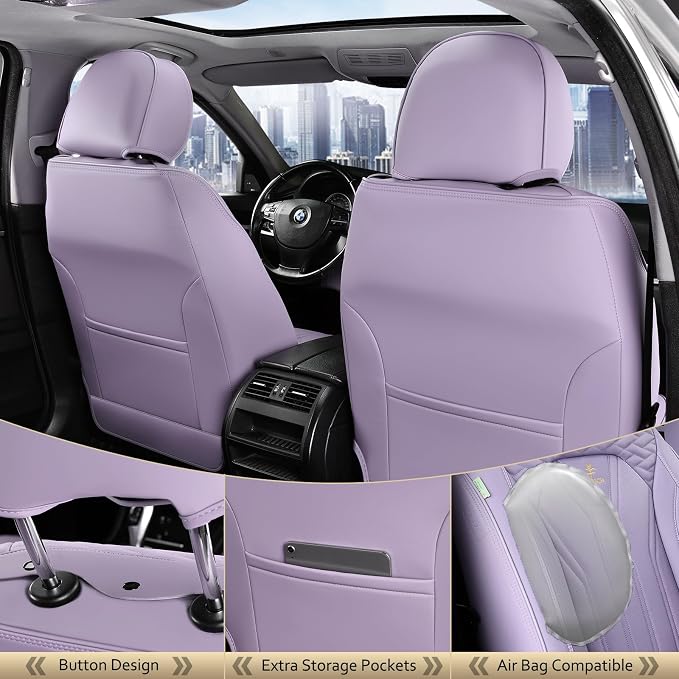 FLORICH Car Seat Covers, Leather Front Seat Cover, Automotive Seat Cover 2 Pack - Image 2
