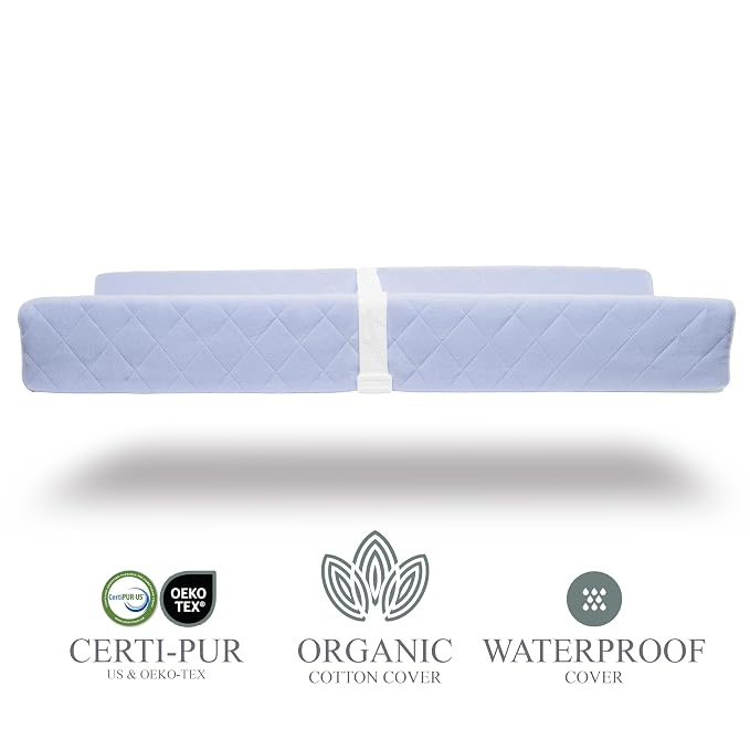 Organic Cotton Contoured Baby Changing Pad w/Waterproof Foam Mattress, Includes - Image 2