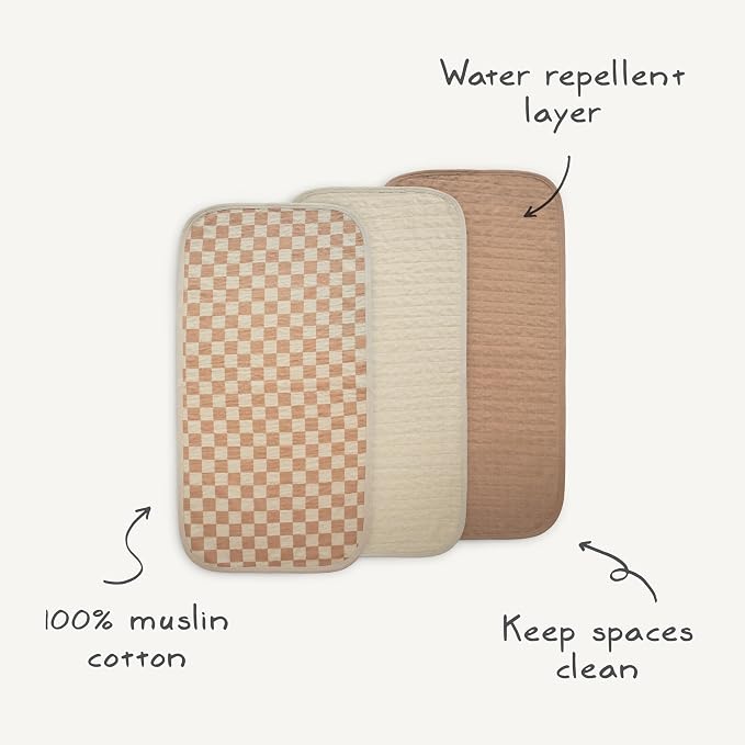 mushie Waterproof Changing Pad Liners | 100% Organic Cotton | Set of 3 - Image 7