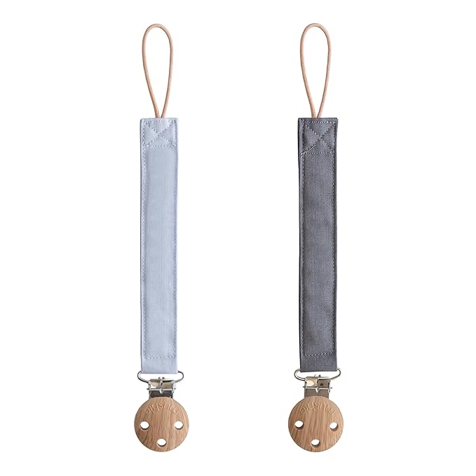 mushie Linen Baby Pacifier Clip Holder | Soft Fabric Strap by mushie