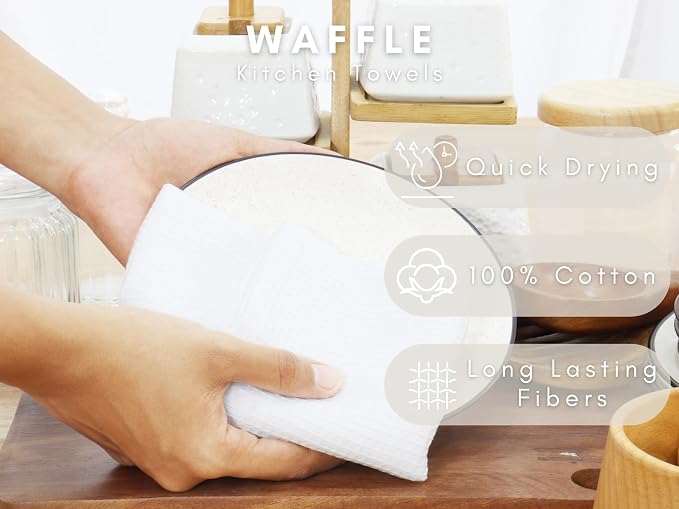 PurpleEssences Waffle Weave Kitchen Towel, 100% Cotton - Image 2
