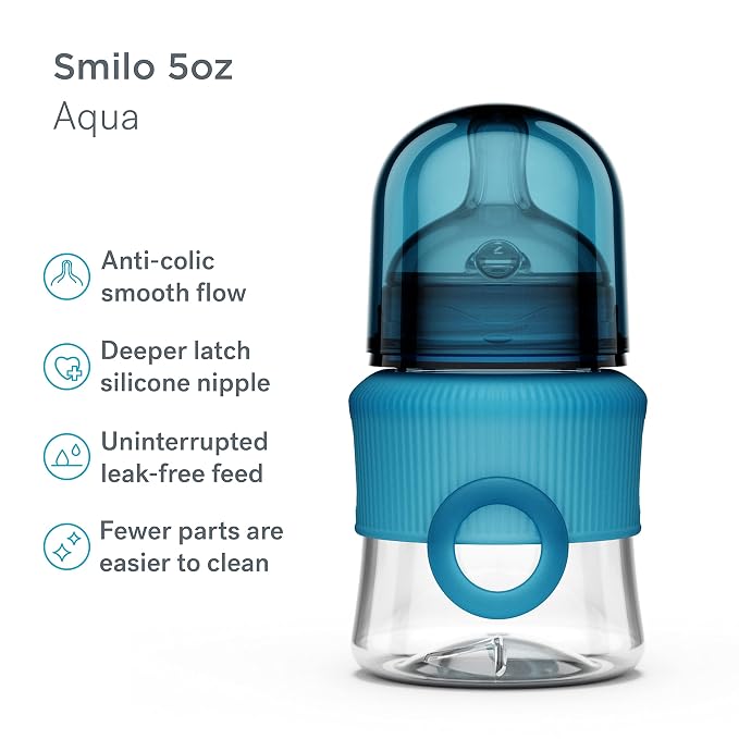 Smilo Baby Bottle Set with Stage 0 Slow Flow Anti Colic Nipple, 5 Oz / 150 ml - Image 2