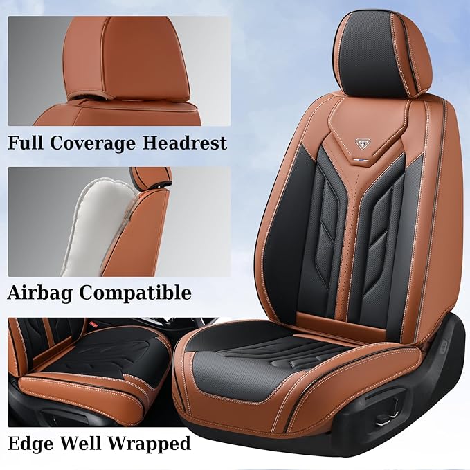 Coverado Front Seat Covers, Car Seat Covers Front Seats, Leather Seat Covers - Image 3