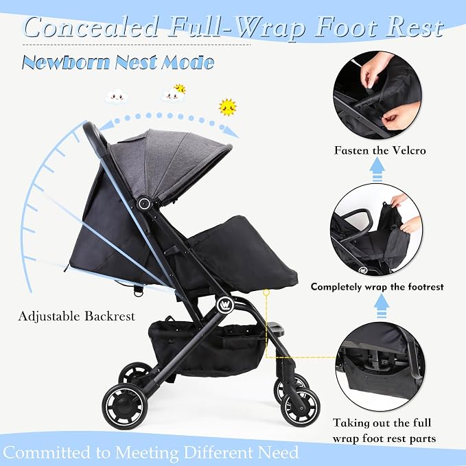 Lightweight Baby Stroller, Compact Travel Stroller - Image 2