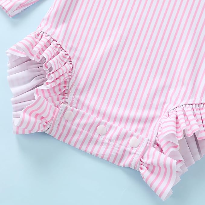 Infant Baby Girl Swimsuit One-Piece Long Sleeve Rash Guard - Image 5