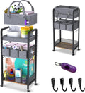 2IN1 Baby Diaper Caddy Organizer-3 Tier Rolling Storage Cart by Unknown
