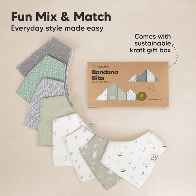 8-Pack Organic Baby Bandana Bibs - Image 9
