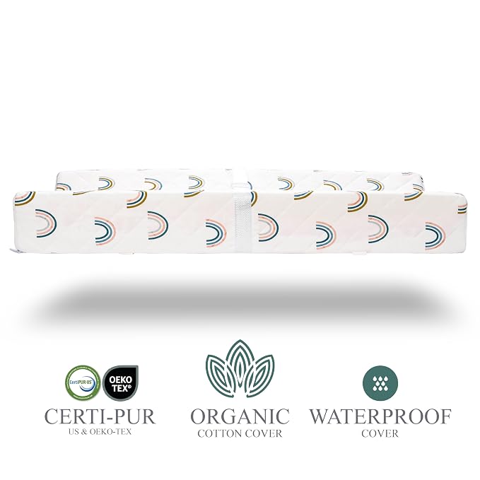 Organic Cotton Contoured Baby Changing Pad w/Waterproof Foam Mattress, Includes - Image 2