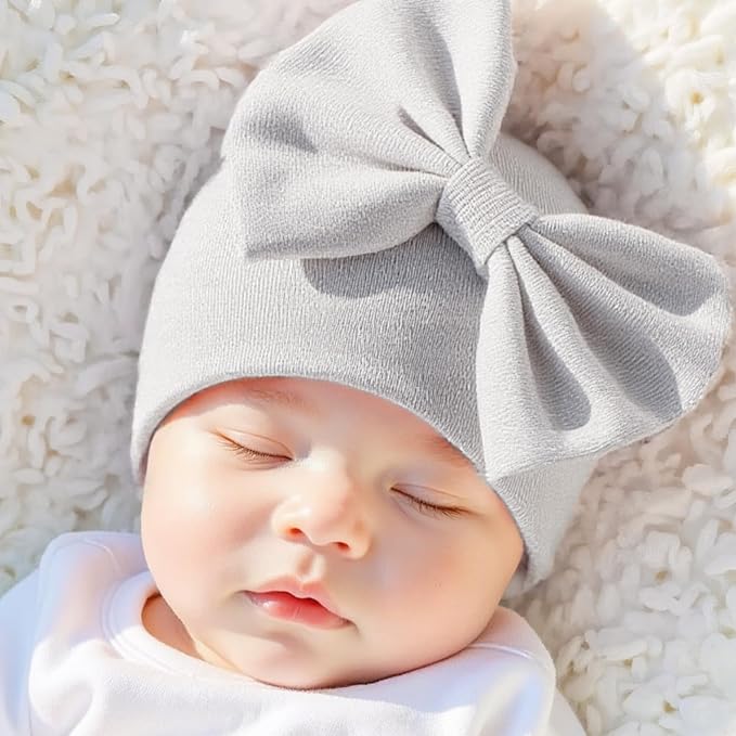 Bamery Newborn Baby Girl Hat Cotton Baby Bow Beanie Preemie Hats Spring Infant - Image 6