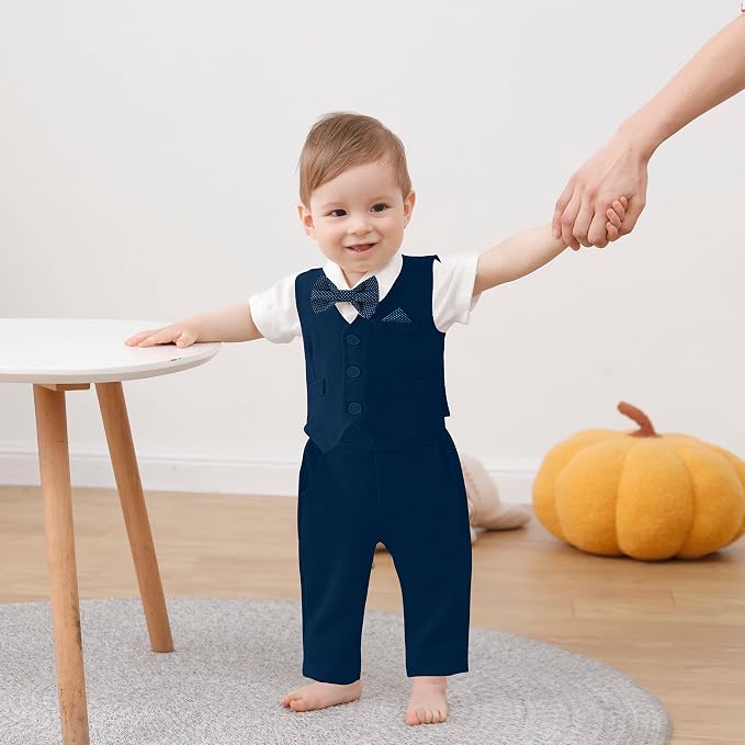 DISAUR Baby Boy Clothes Toddler Boy Outfits 4PCS Gentleman Dress - Image 3