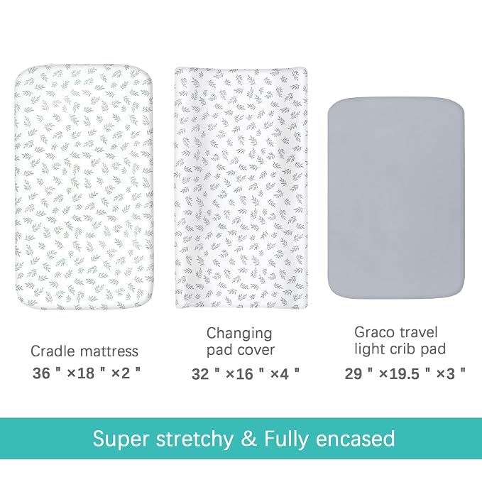 Changing Pad Cover, Diaper Changing Pad Covers 4 Pack, Fitted Baby Changing - Image 4
