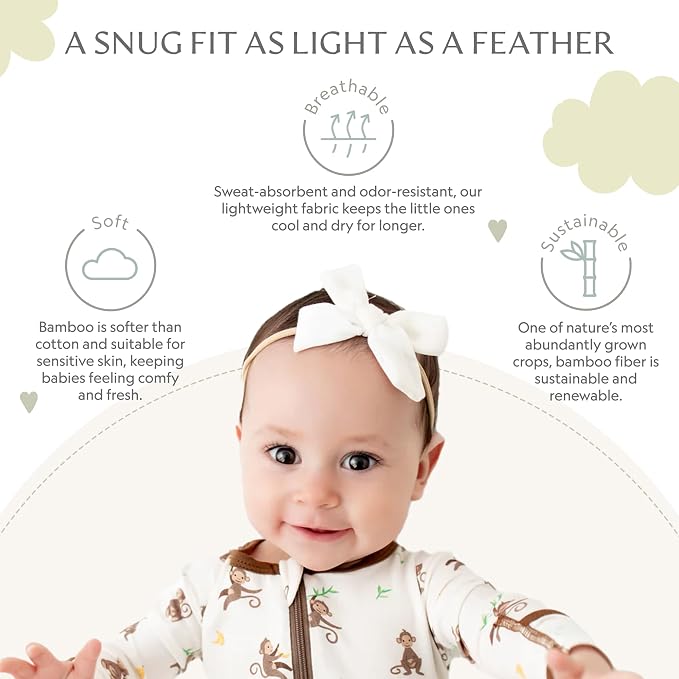 Bamboo Little Soft Baby Footie Pajamas, Baby Clothes, Newborn Sleepers - Image 3