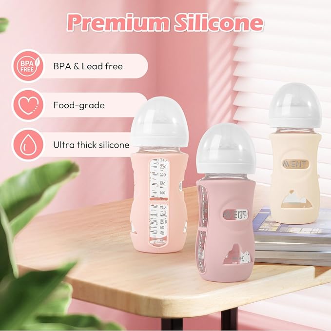 3 Pack Silicone Sleeves for Philips Avent Natural Glass Baby Bottles, Anti - Image 6