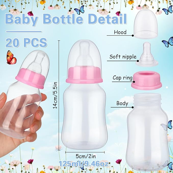 TrelaCo Bottle Chug Baby Shower Game Sign 20 Pcs Baby Bottles Shower Favor - Image 2