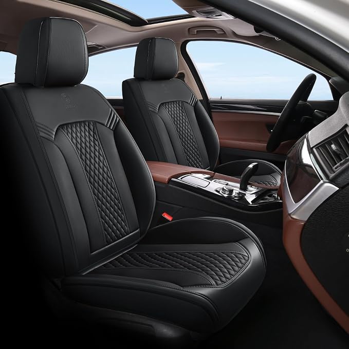 Doogo Seat Covers for Cars, Leather Seat Covers, Waterproof Front Automotive by Doogo