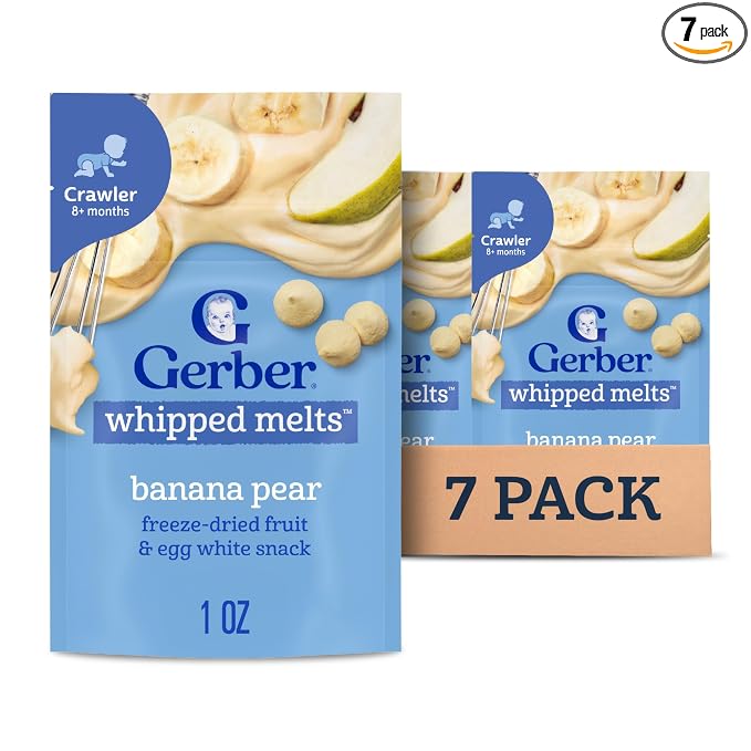 Gerber Stage 3 Baby Food Snacks, Banana Pear Whipped Melts, Baby Led Feeding by Gerber