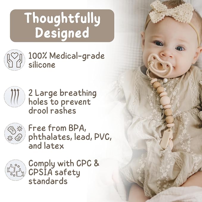 Mila & Lulu Round Silicone Pacifiers – 100% Food-Grade, One-Piece Design - Image 4